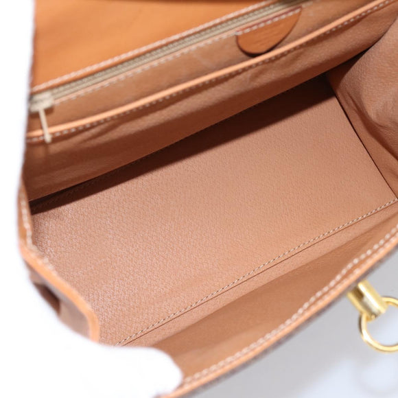 CELINE Macadam Canvas Hand Bag PVC Leather Brown Gold Auth 205190V
