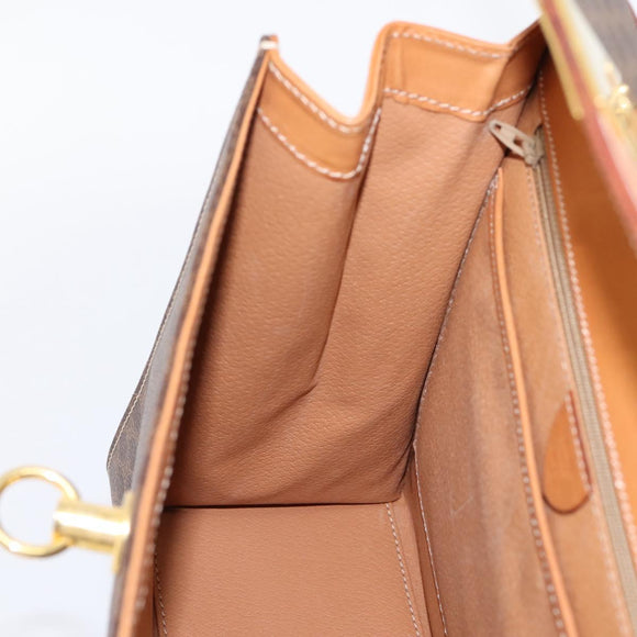 CELINE Macadam Canvas Hand Bag PVC Leather Brown Gold Auth 205190V