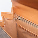 CELINE Macadam Canvas Hand Bag PVC Leather Brown Gold Auth 205190V-21