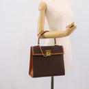 CELINE Macadam Canvas Hand Bag PVC Leather Brown Gold Auth 205190V-23