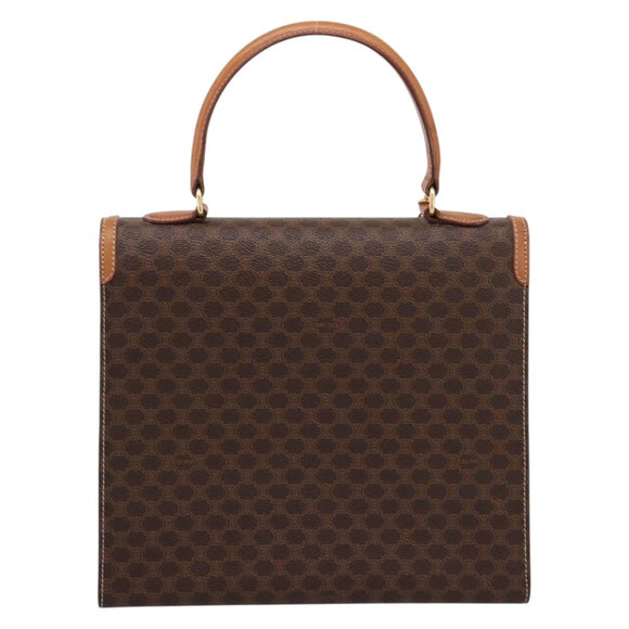 CELINE Macadam Canvas Hand Bag PVC Leather Brown Gold Auth 205190V