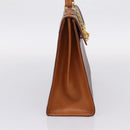 CELINE Macadam Canvas Hand Bag PVC Leather Brown Gold Auth 205190V-3