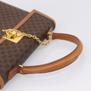CELINE Macadam Canvas Hand Bag PVC Leather Brown Gold Auth 205190V-7