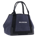 Balenciaga Navy Cabas S Hand Bag Canvas Navy Silver 339933 Auth 205192-1