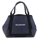 Balenciaga Navy Cabas S Hand Bag Canvas Navy Silver 339933 Auth 205192-2