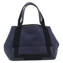 Balenciaga Navy Cabas S Hand Bag Canvas Navy Silver 339933 Auth 205192-3