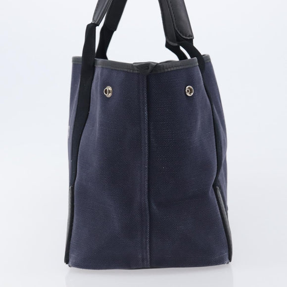 Balenciaga Navy Cabas S Hand Bag Canvas Navy Silver 339933 Auth 205192