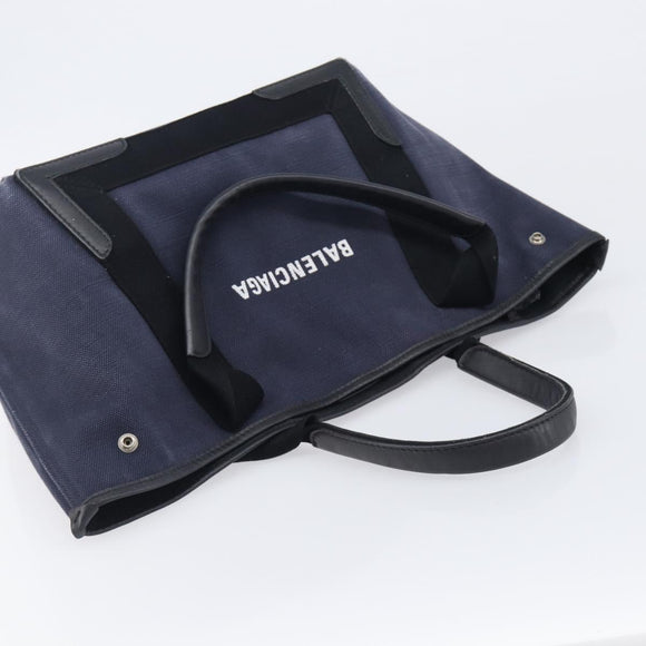 Balenciaga Navy Cabas S Hand Bag Canvas Navy Silver 339933 Auth 205192