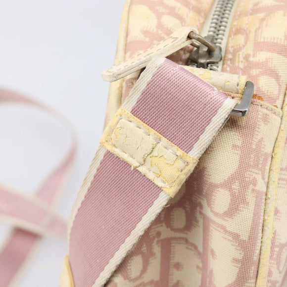 Christian Dior Trotter Canvas Shoulder Bag PVC Pink Silver Auth 205193