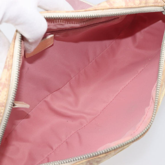 Christian Dior Trotter Canvas Shoulder Bag PVC Pink Silver Auth 205193