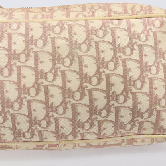 Christian Dior Trotter Canvas Shoulder Bag PVC Pink Silver Auth 205193