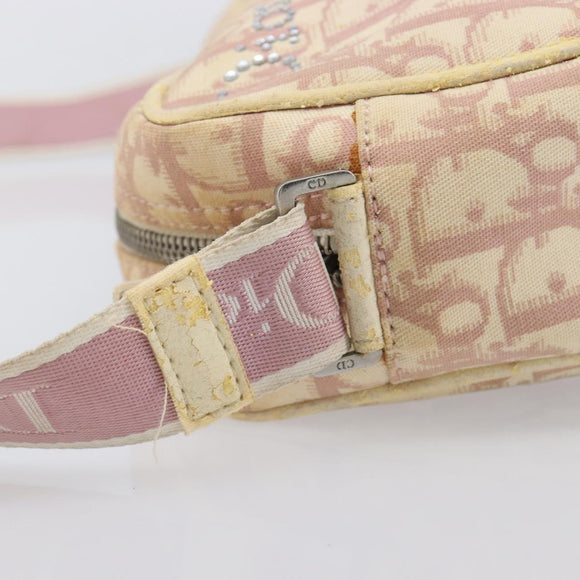 Christian Dior Trotter Canvas Shoulder Bag PVC Pink Silver Auth 205193