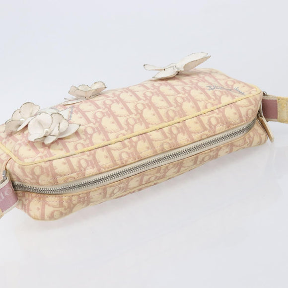 Christian Dior Trotter Canvas Shoulder Bag PVC Pink Silver Auth 205193