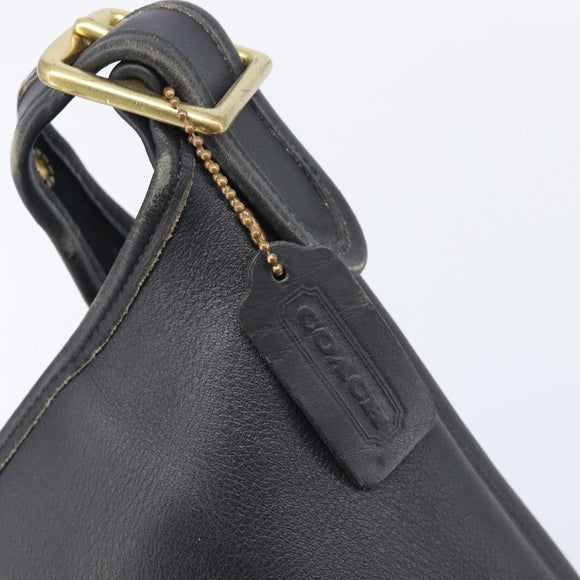 Coach Shoulder Bag Leather Black Gold Auth 205194