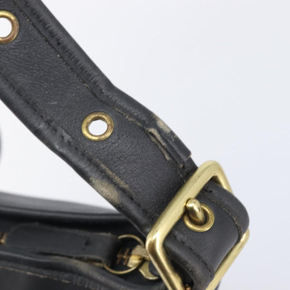Coach Shoulder Bag Leather Black Gold Auth 205194