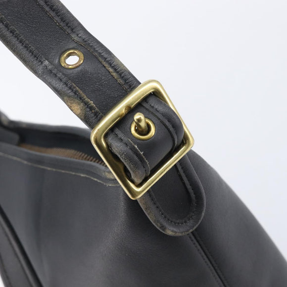 Coach Shoulder Bag Leather Black Gold Auth 205194