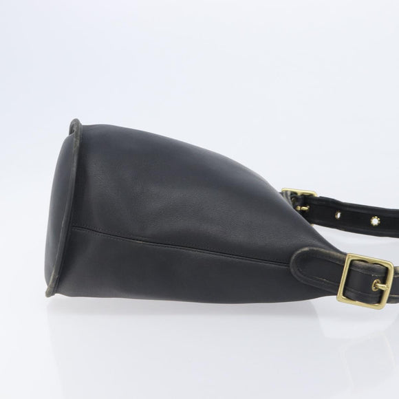 Coach Shoulder Bag Leather Black Gold Auth 205194