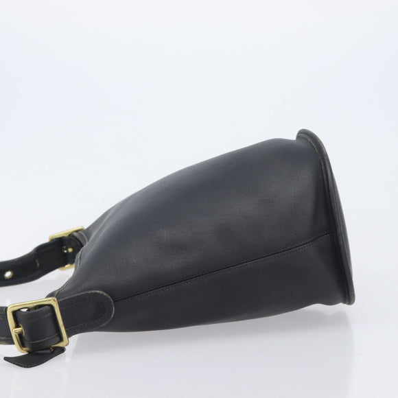 Coach Shoulder Bag Leather Black Gold Auth 205194