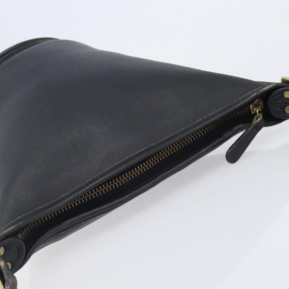 Coach Shoulder Bag Leather Black Gold Auth 205194