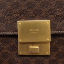 CELINE Macadam Canvas Clutch Bag PVC Leather Brown Gold Auth 205199-18