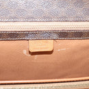 CELINE Macadam Canvas Clutch Bag PVC Leather Brown Gold Auth 205199-21