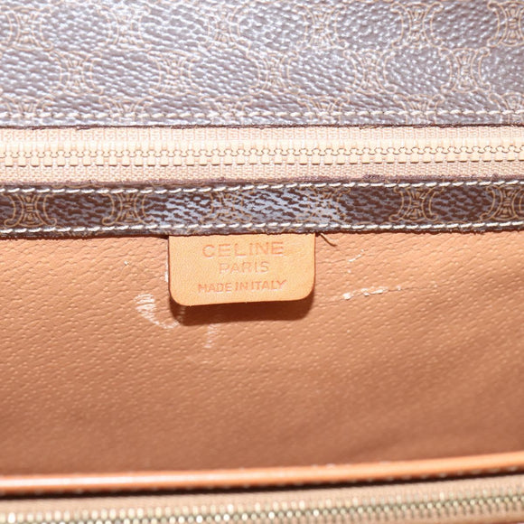 CELINE Macadam Canvas Clutch Bag PVC Leather Brown Gold Auth 205199