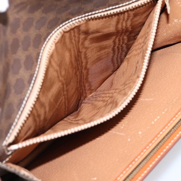 CELINE Macadam Canvas Clutch Bag PVC Leather Brown Gold Auth 205199