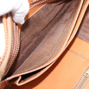 CELINE Macadam Canvas Clutch Bag PVC Leather Brown Gold Auth 205199-28