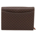 CELINE Macadam Canvas Clutch Bag PVC Leather Brown Gold Auth 205199-2