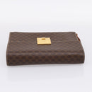 CELINE Macadam Canvas Clutch Bag PVC Leather Brown Gold Auth 205199-5