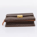 CELINE Macadam Canvas Clutch Bag PVC Leather Brown Gold Auth 205199-6