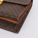 CELINE Macadam Canvas Clutch Bag PVC Leather Brown Gold Auth 205199-14