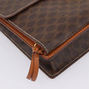 CELINE Macadam Canvas Clutch Bag PVC Leather Brown Gold Auth 205199-15