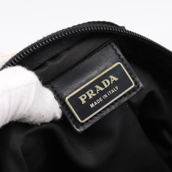 PRADA Shoulder Bag Nylon Black Silver Auth 205200