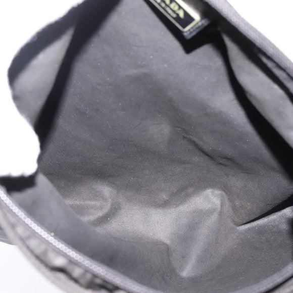 PRADA Shoulder Bag Nylon Black Silver Auth 205200