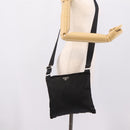 PRADA Shoulder Bag Nylon Black Silver Auth 205200-22
