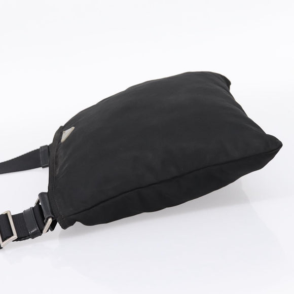 PRADA Shoulder Bag Nylon Black Silver Auth 205200