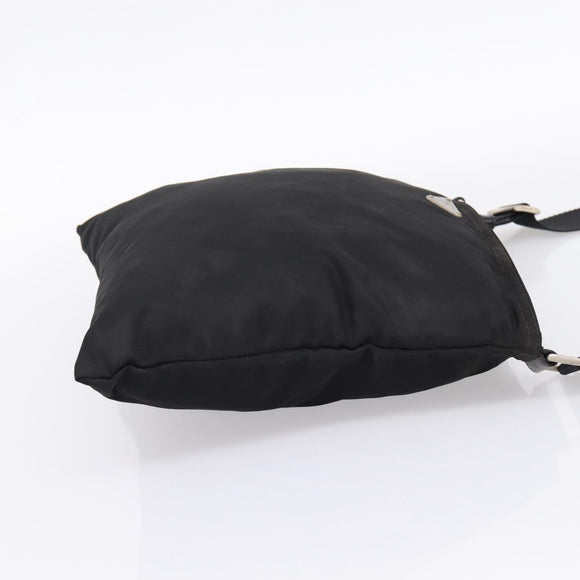 PRADA Shoulder Bag Nylon Black Silver Auth 205200