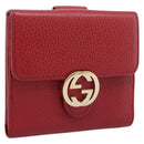 GUCCI Interlocking Bifold Wallet Leather Red Gold Beige 615525 Auth 205205V-1