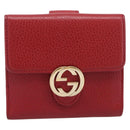 GUCCI Interlocking Bifold Wallet Leather Red Gold Beige 615525 Auth 205205V-13