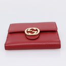 GUCCI Interlocking Bifold Wallet Leather Red Gold Beige 615525 Auth 205205V-6