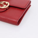 GUCCI Interlocking Bifold Wallet Leather Red Gold Beige 615525 Auth 205205V-7