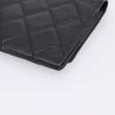 CHANEL Cambon Line Matelasse Wallet Leather Black Silver CC Auth 205206A-15