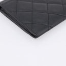 CHANEL Cambon Line Matelasse Wallet Leather Black Silver CC Auth 205206A-16