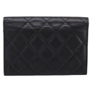 CHANEL Cambon Line Matelasse Wallet Leather Black Silver CC Auth 205206A-2