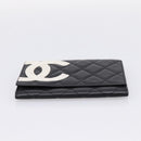 CHANEL Cambon Line Matelasse Wallet Leather Black Silver CC Auth 205206A-6