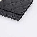 CHANEL Cambon Line Matelasse Wallet Leather Black Silver CC Auth 205206A-14