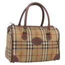 Burberrys Nova Check Hand Bag PVC Beige Gold Auth 205210-1