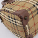 Burberrys Nova Check Hand Bag PVC Beige Gold Auth 205210-17