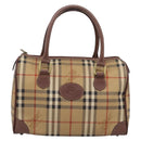 Burberrys Nova Check Hand Bag PVC Beige Gold Auth 205210-13